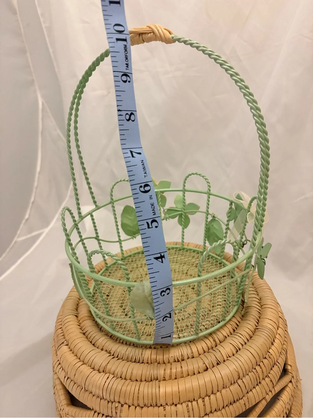 Decorative Green Floral Metal Basket - Brand